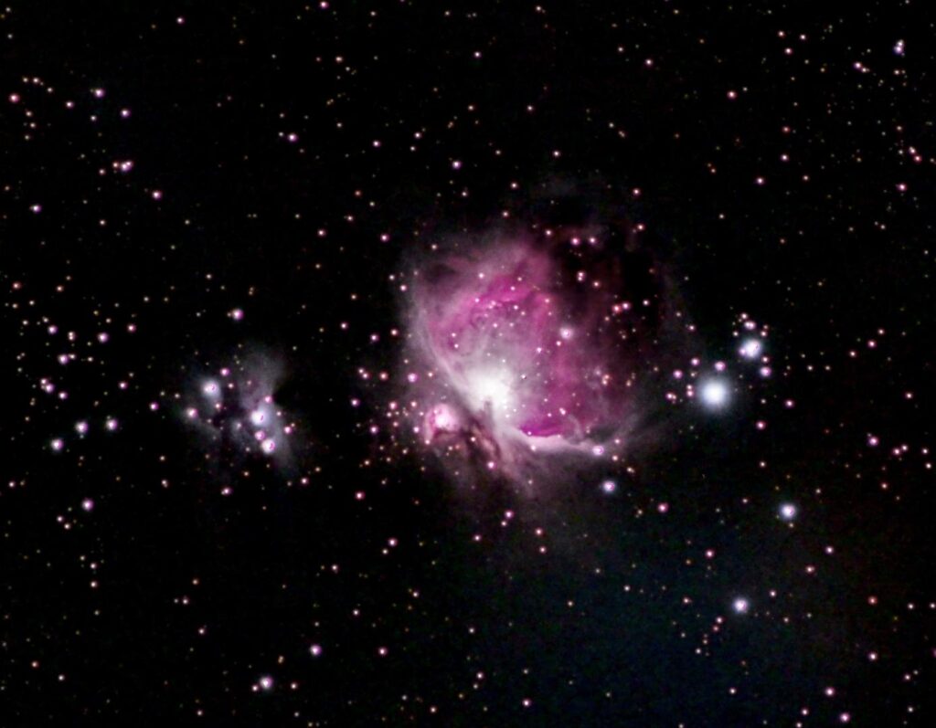 Nébuleuse d'Orion, 61 poses de 14 secondes
