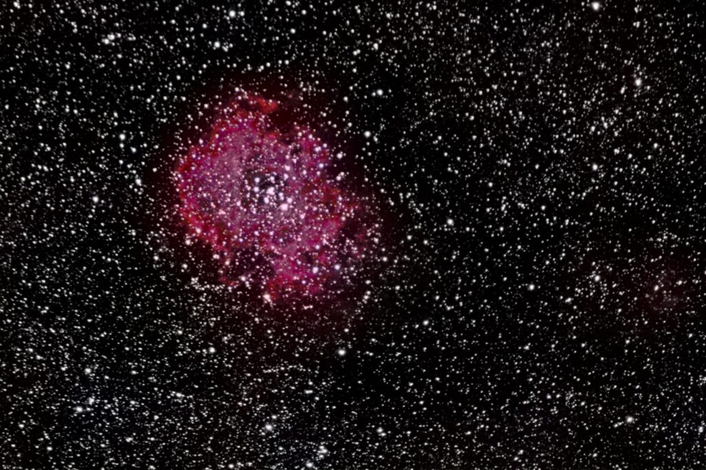 Nébuleuse de la Rosette,NGC 2244, 44 poses de 20 secondes, 300mm
